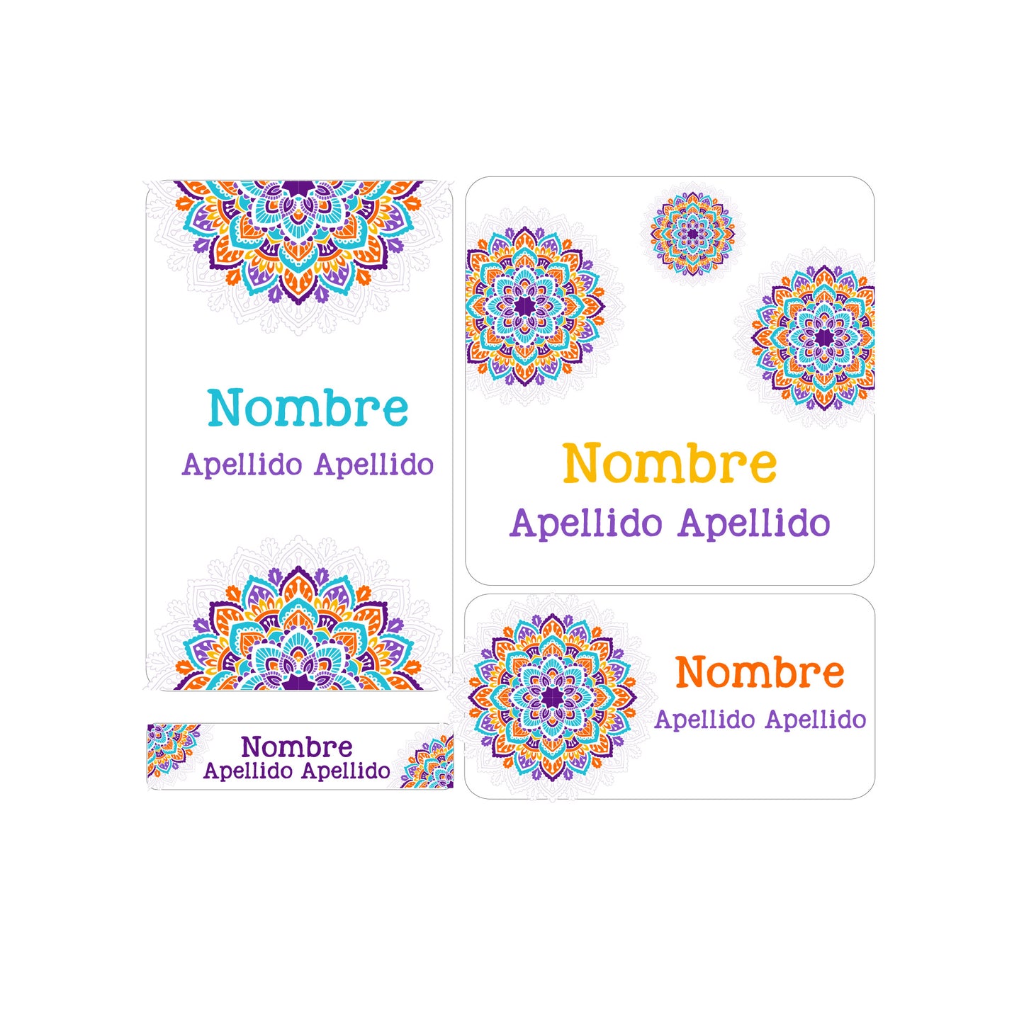 etiquetas escolares, mandala